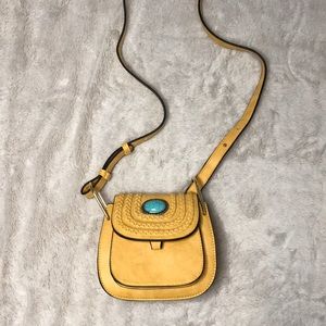 Small yellow leather crossbody bag